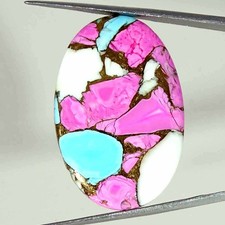 31.00Cts Cotton Candy Pink Copper Turquoise Oval Cabochon Loose Gemstone