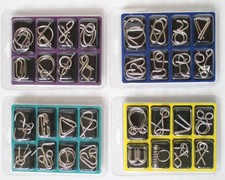 Metal Brain Teaser Puzzles, Set of 32, Steel IQ Games Physics Mind...