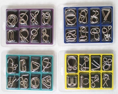 Metal Brain Teaser Puzzles, Set of 32, Steel IQ Games Physics Mind...