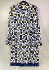  NWT Talbots Pure Silk Dress Women’s Size 10 Yellow/Black Retro Pattern 