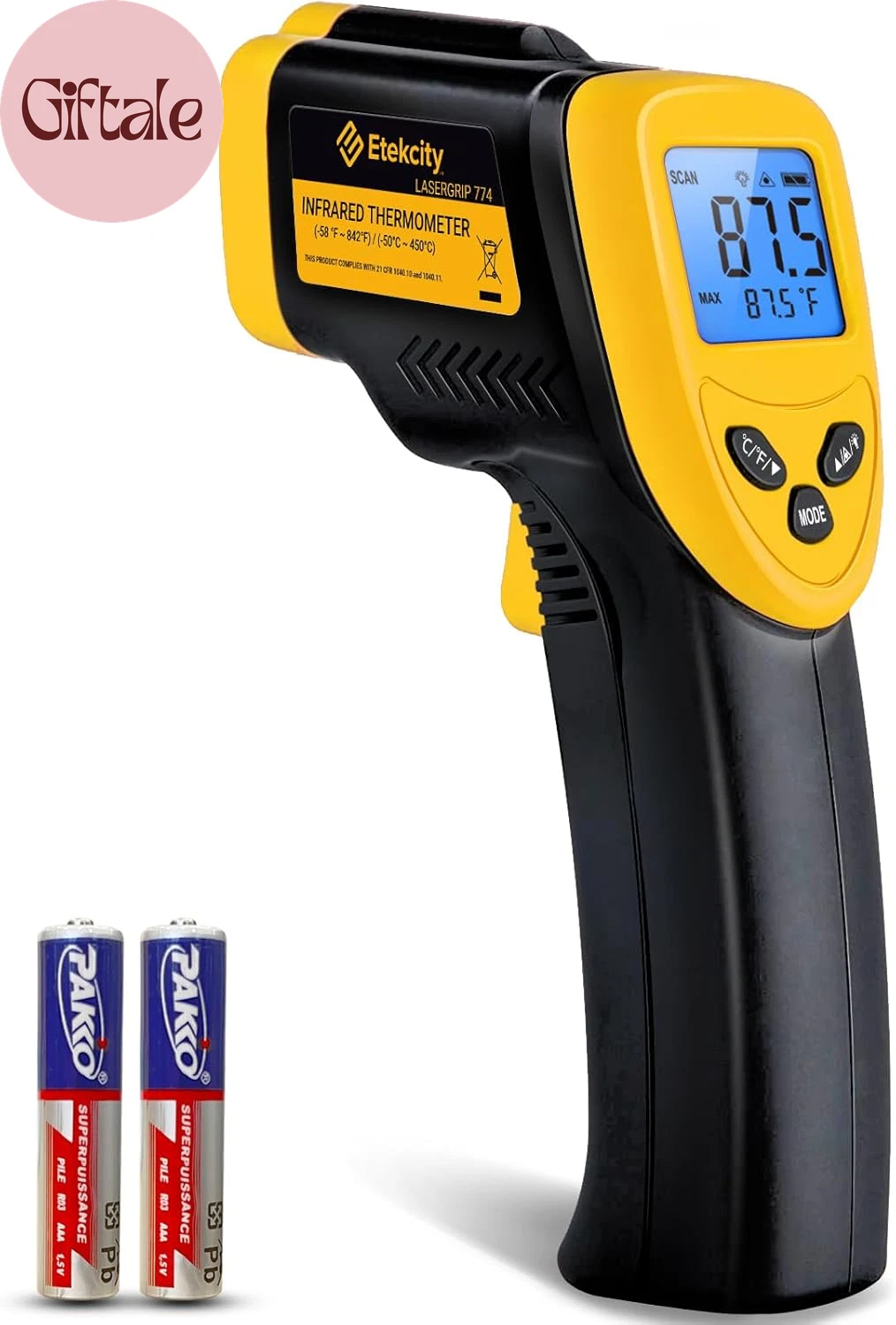 Infrared Thermometer Laser Temperature Gun 774, Meat Food Candy Oven Thermometer