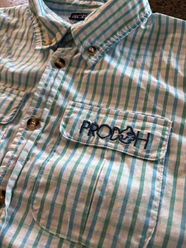Blue & green check Prodoh Founders Kids Vented Fishing Shirt Size 8 - Picture 3 of 6