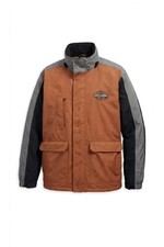 Harley Davidson Orange Black Nylon Lined Hooded Rain Riding Jacket Men’s Large