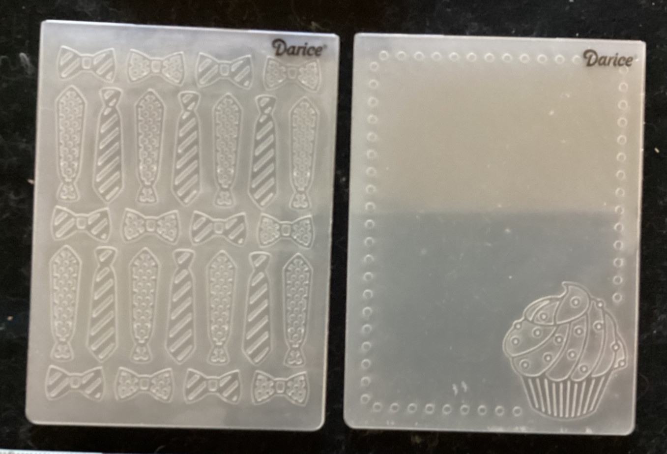 5 darice embossing folders birthday fatersday ties, music cupcake used