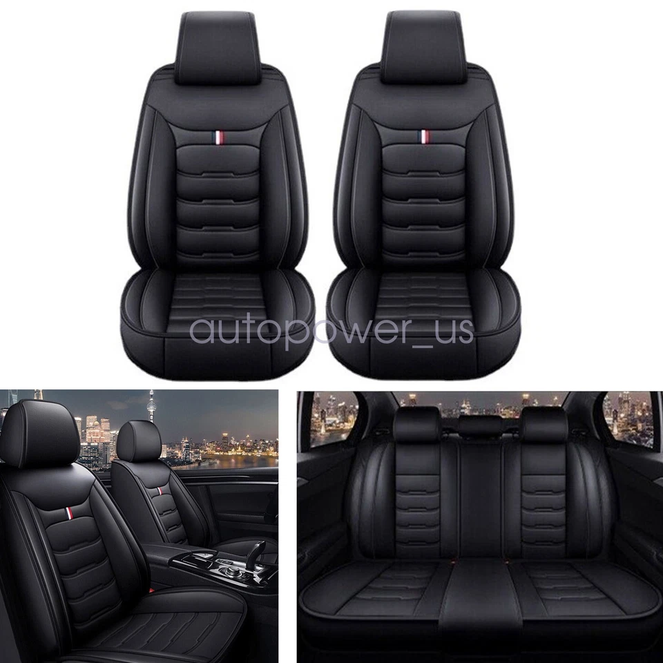 For Volvo PU Leather Car Seat Covers 5-Seats Front Rear Full Set Protectors Foto 4 de 4
