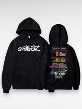 Gorillaz Graphic Hooded Sweatshirt 2-Sided Character Print, Black