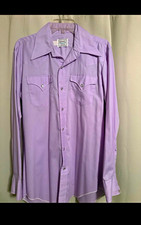 H Bar C Purple Solid Western Snap Button-Up Shirt Long Sleeve Point Collar