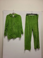 Bridgewater Studio 2PC Velour Tracksuit 1XWT Womens Plus Size Green Outfit Set
