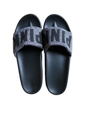 Victoria Secret PINK Seamless Logo Slides Marl Gray Black Size L 9/10
