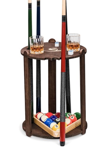 Pool Stick Holder Rack - Wooden Pool Cue Holder Floor Stand Three Legged with...