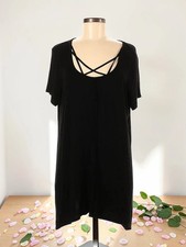 Terre Bleue Women's Black Criss-Cross Neckline T-Shirt Dress Size Small