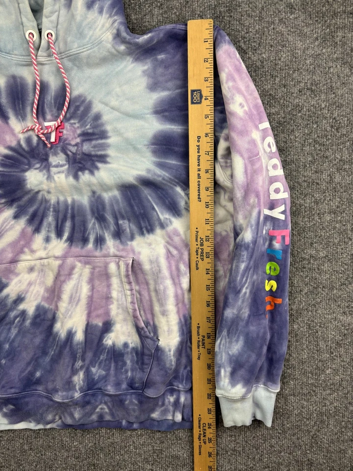 Sudadera con Capucha Teddy Fresh Para Hombre Pullover Mediano Tie Dye Púrpura Azul Bordado Foto 4 de 4
