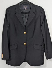 Brooks Brothers Loro Piana Wool Blazer Women s Sz 14 Gold Button Dark Navy Blue