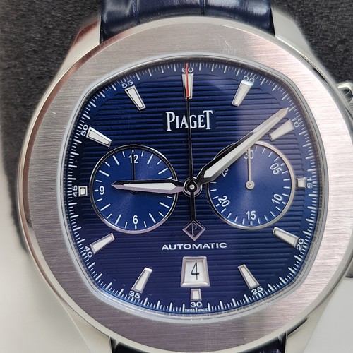 Orologio 2025 Full Set Piaget Polo 42mm Cronografo Acciaio Blu Pelle G0A43002 - Foto 3 di 12