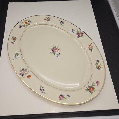 Syracuse Old Ivory Oval Serving Platter Selma Floral Pattern 16" - Picture 1 of 9