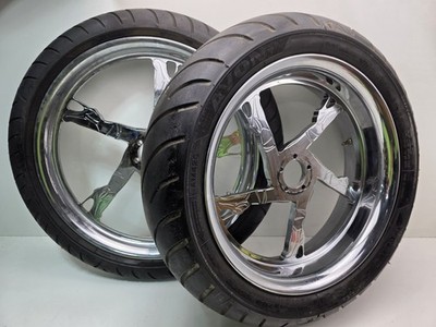 Stiletto Harley Custom Heel Front Rear Wheel Set Rim Wheel Tire Chopper Aluminum
