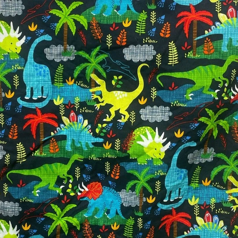 Mochila Bolso de Cuerda para Niños Árboles de la Selva Dinosaurio Completamente Forrado Algodón Hecha a Mano Foto 2 de 3