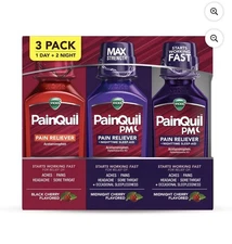 Vicks PainQuil Pain Relief Liquid, Acetaminophen, 1000mg, 12 fl. oz., 3pk.