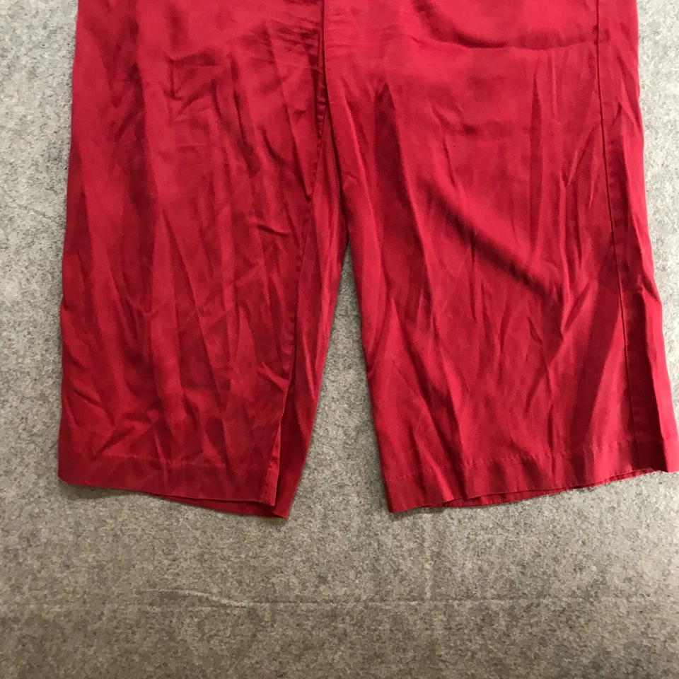 Pantalones Merona Mujer Talla 14 Rojo Corto Capri Pierna Ancha Plisado Frontal Mezcla Lyocell Foto 4 de 4