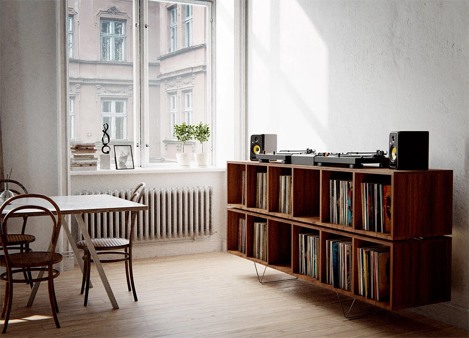 Många - Two Tier Vinyl Record Storage Cabinet for Collectors Record Unit - Image 4 of 4