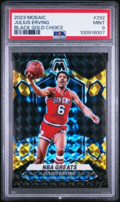 2023 Mosaic Julius Erving Black Gold Number Match 6/8 - PSA 9 Pop 1 