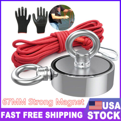 #ad #ad 2000 LBS Strong Fishing Magnet Kit Double Sided Pull Force and Rope Carabiner US $26.98