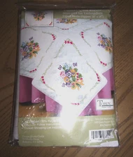 TOBIN "PANSIES" QUILT BLOCKS, 6 BLKS. STAMPED FOR EMBROIDERY