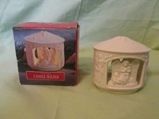 New Jade Porcelain Tea Light Candle Holder Guardian Angel Baby Jesus Christmas