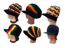 Jamaica Reggae Rasta Style Delux Visor Beanie Kufi Hat Cap