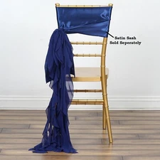 Navy Blue CHIFFON Curly CHAIR SASH Wedding Party Decorations WHOLESALE SALE