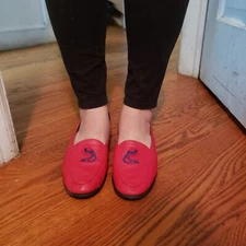 Grasshoppers By Keds Red Hat Society Red Leather Slip On Loafer Womens Size 7.5