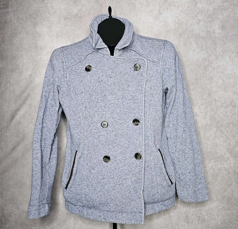 lole organic cotton pea coat double breasted upf 50+ jacket