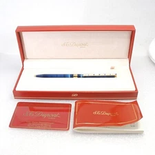 S.T.Dupon LAQUE Classic Blue Ocean Twisted Ballpoint Pen wz/Box&Guarantee Rare