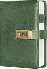 Vintage Lock Journal Refillable Diary with Combination Lock Secret Notebook Gree