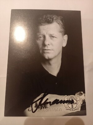 Signed Postcard Peter Hermann Bayer Leverkusen NEW 