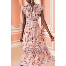 NWOT Ulla Johnson Midi Silk-Blend Pink Floral Celestia Dress
