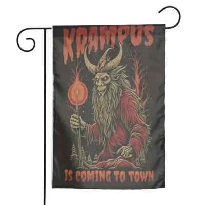 Krampus Is Coming To Town Gothic Christmas 12 X 18 Double Sided Garden Yard Flag