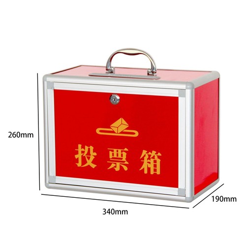 Ballot Box with Slot,Portable Locking Suggestion Box,Red Aluminum Alloy Donation - Picture 5 of 6