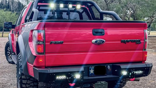 Vijay For 2010-2014 Ford F150 Raptor SVT Steel Rear Bumper W/LED Lights ...