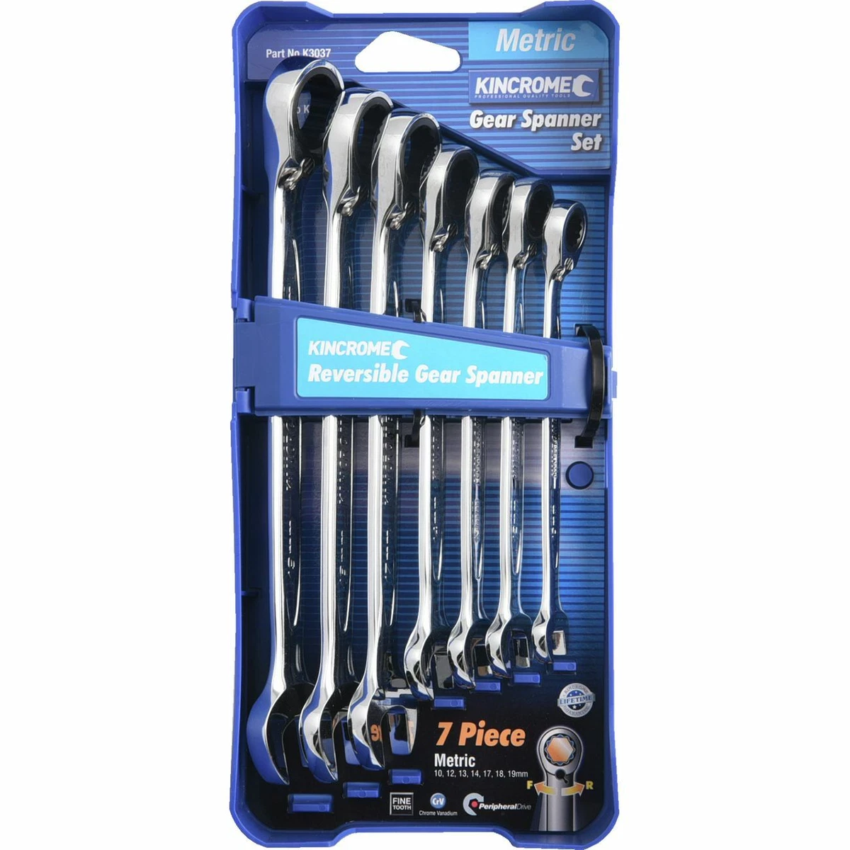 Kincrome 7 piece Reversible Ratchet Gear Spanner Set Metric