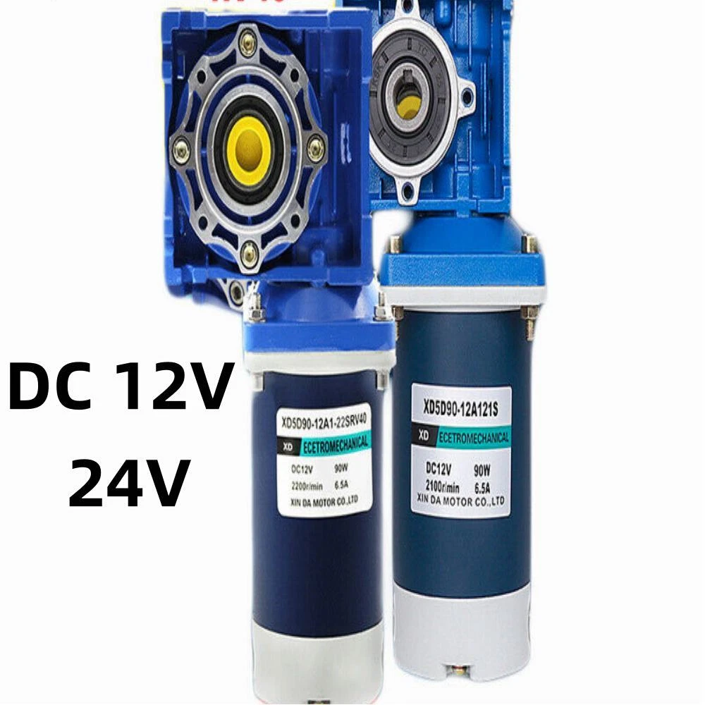 DC Gear Motor 12 V 24 Elektrische Worm Gear Motor Haakse Omkeerbare met Links Versnellingsbak voor Deur Raplacement Garage