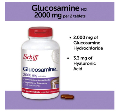 Schiff Glucosamine 2000mg with Hyaluronic Acid Supplement Coated Tablets 150 Ct