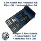 16 Pcs Stainless Steel Professional Nail Clipper Kit – Manicure Pedicure Set