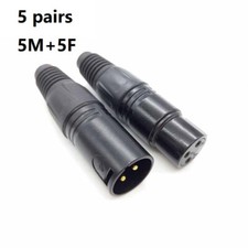 5 Pairs 3-Pin XLR Female Male Audio Cable Connector Microphone Mic Gold Pin