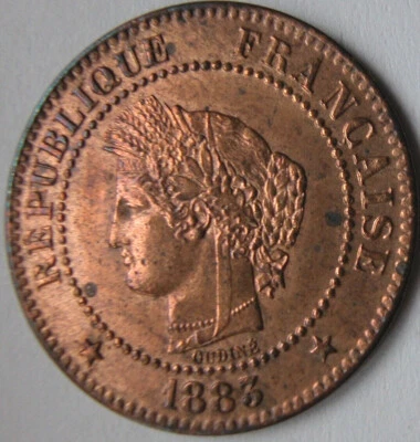 SPLENDIDE 2 CENTIMES CÉRÈS EN CUIVRE 1883 PARIS - Photo 1/2