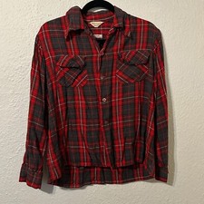 Vtg 1950s California Casualaire Plaid Pocket Button Shirt Loop Collar Rockabilly