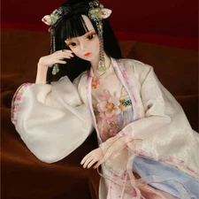 BJD Doll 1/3 Fairy Girl Jointed Body Face Makeup Eyes Clothes Hair Wig Dress SET