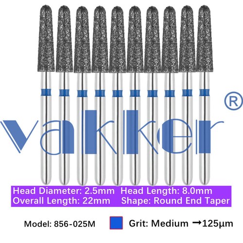 10pc/pk Vakker Dental FG Diamond Burs Round Long/ Round End Taper for High Speed - Picture 63 of 77