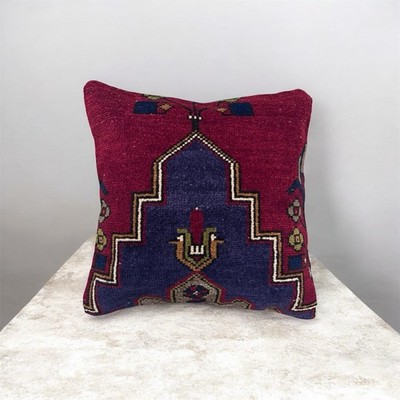 Kelim Kissen 40x40, Traditionell, Vintage, Handgewebt