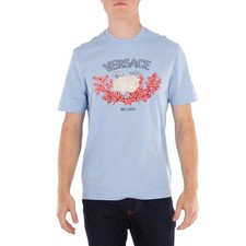 Versace University Coral Embroidered Cotton T-Shirt